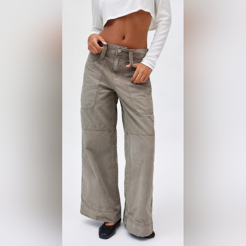 BDG | URBAN OUTFITTERS Montana Canvas Wide Leg Distressed Utility Casual Pant 16